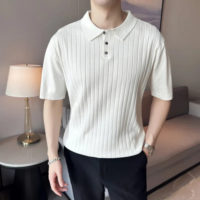 Trendy Slim Fit Polo Shirt for Men with Half Sleeves Fold-over Collar Ideal for Golf and Summer Casual Wear in Green 260305