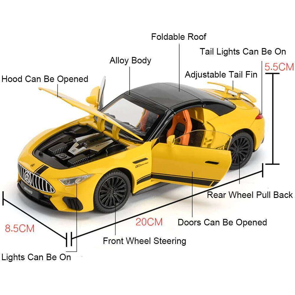 1:22 Pagani Huayra Dinastia SL63 Model Toy Diecast Alloy Sports Car Doors Opened Sound Light Pull Back Vehice kids Holiday Gifts Z260307