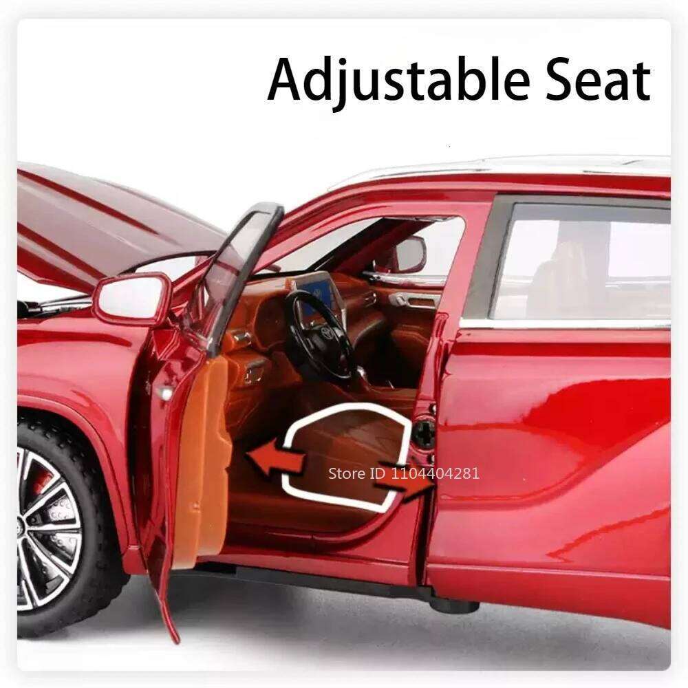 1:24 Highlander RAV4 Model Toys Diecast Car 6 Doors Opened with Sound Light Pull Back Miniature Vehices for Boy's Birthday Gifts Z260306