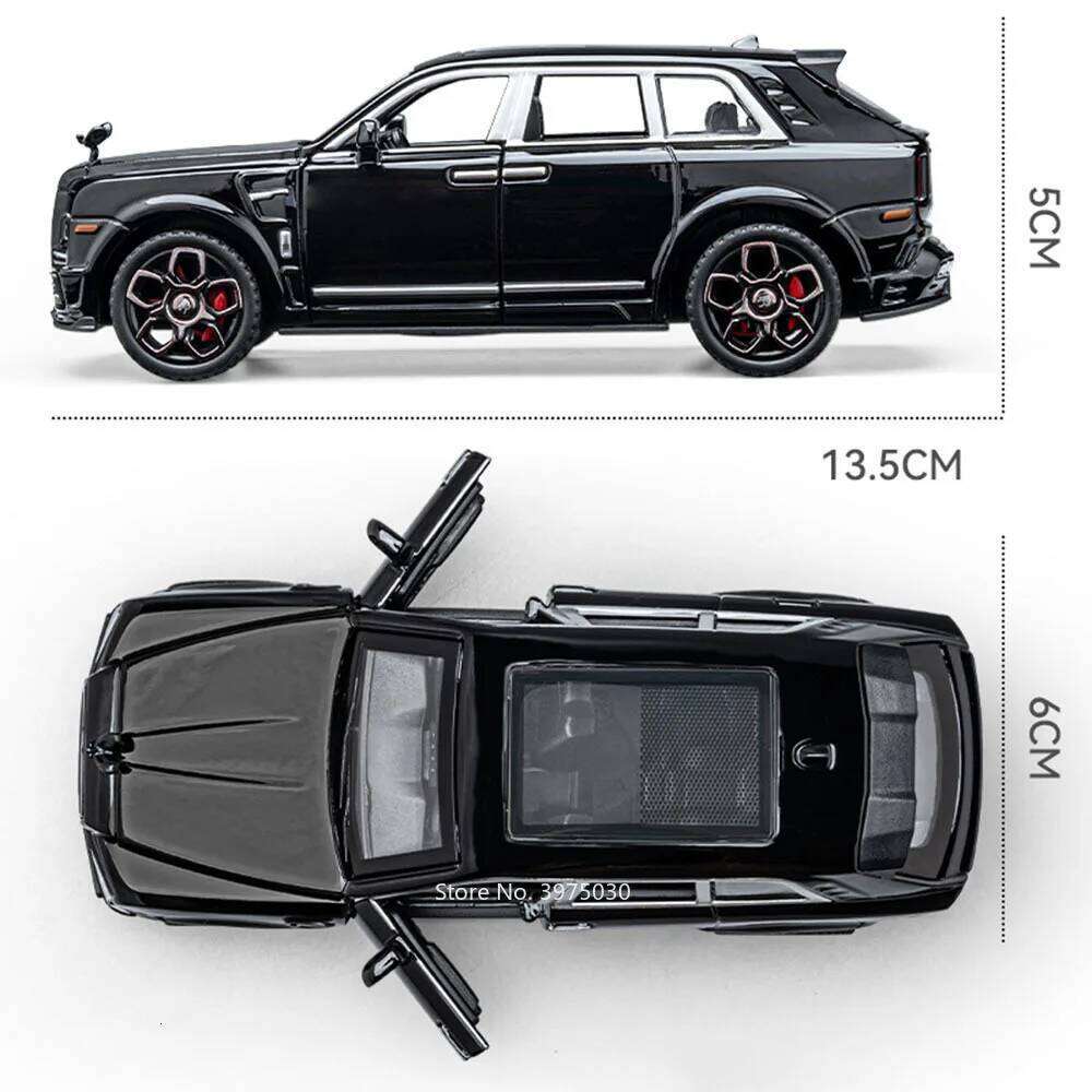 1:36 Scale Rolls-Royce Cullinan Cars Models Toys Alloy Diecast 2 Doors Opened with Light Sound Miniature Car Boys Perfect Gifts Z260307