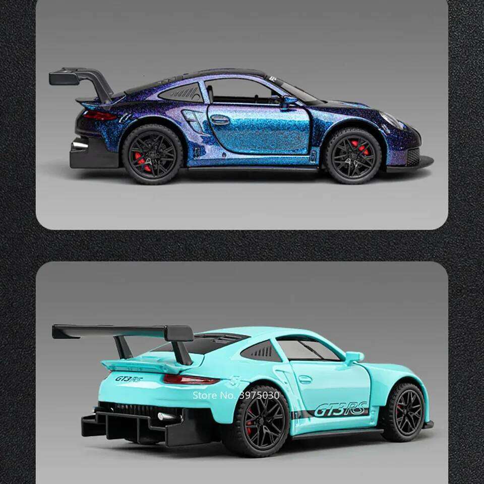 1:32 Alloy Diecast GT3 RS Toys Cars Models Wheel Pull Back 4 Doors Opened Supercar with Light Sound Sports Car Child Adult Gifts Z260307