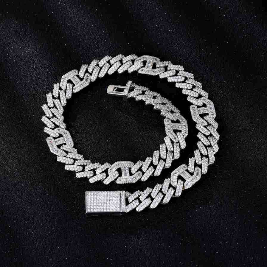 European and American style hip-hop jewelry, copper inlaid with micro zirconia, high-quality micro-inlaid zirconia Cuban necklace, hiphop