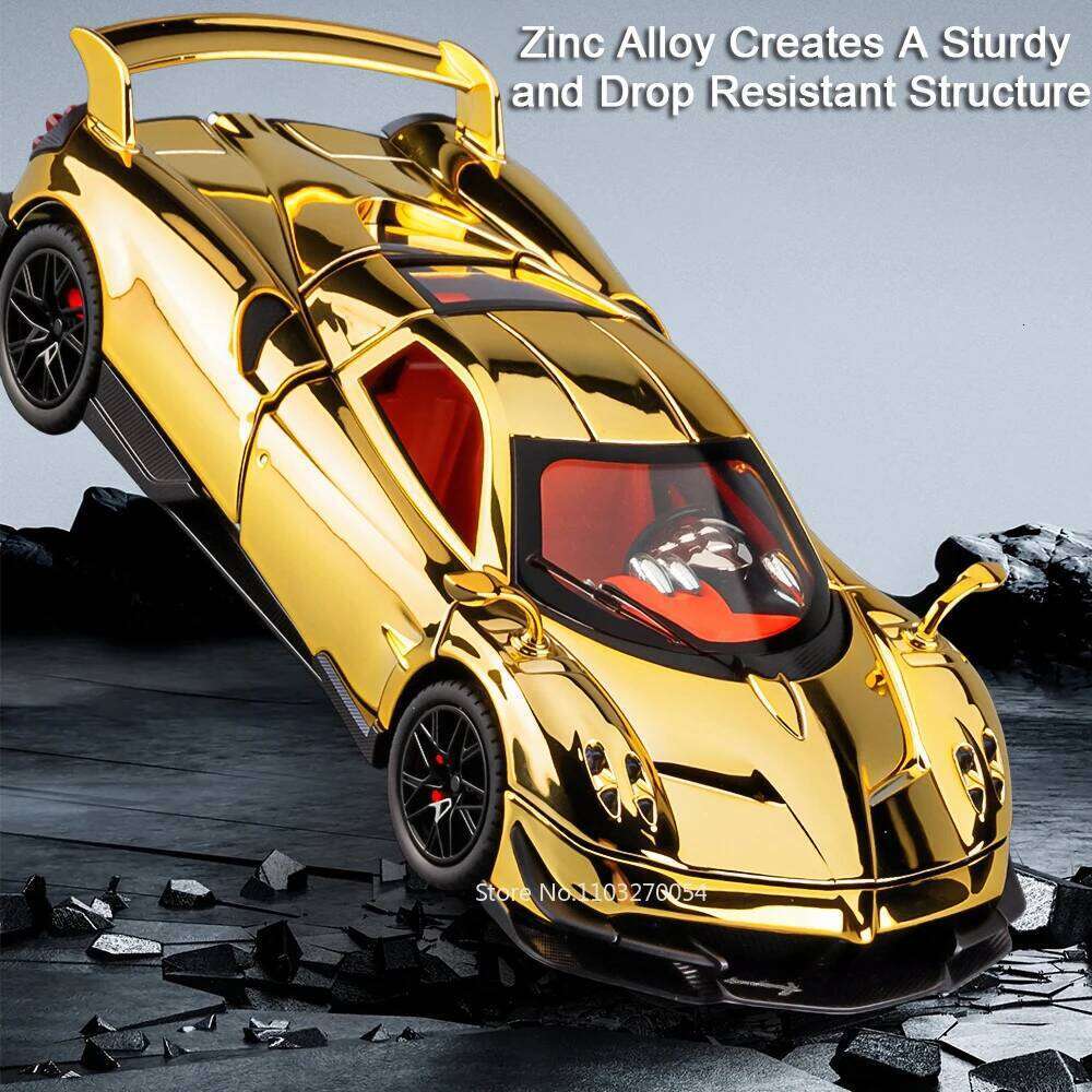 1:24 PAGANI Huayra Zonta HP Miniature Models Toys Alloy Diecast Car Doors Opened Sound Light Pull Back Vehices Fashion Ornaments Z260306