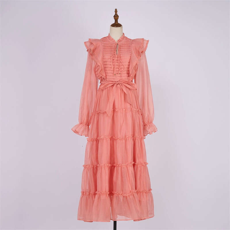 2026 Spring and Autumn European and American niche goddess style fairy like pleated semi transparent A1 large folded flowing long skirt