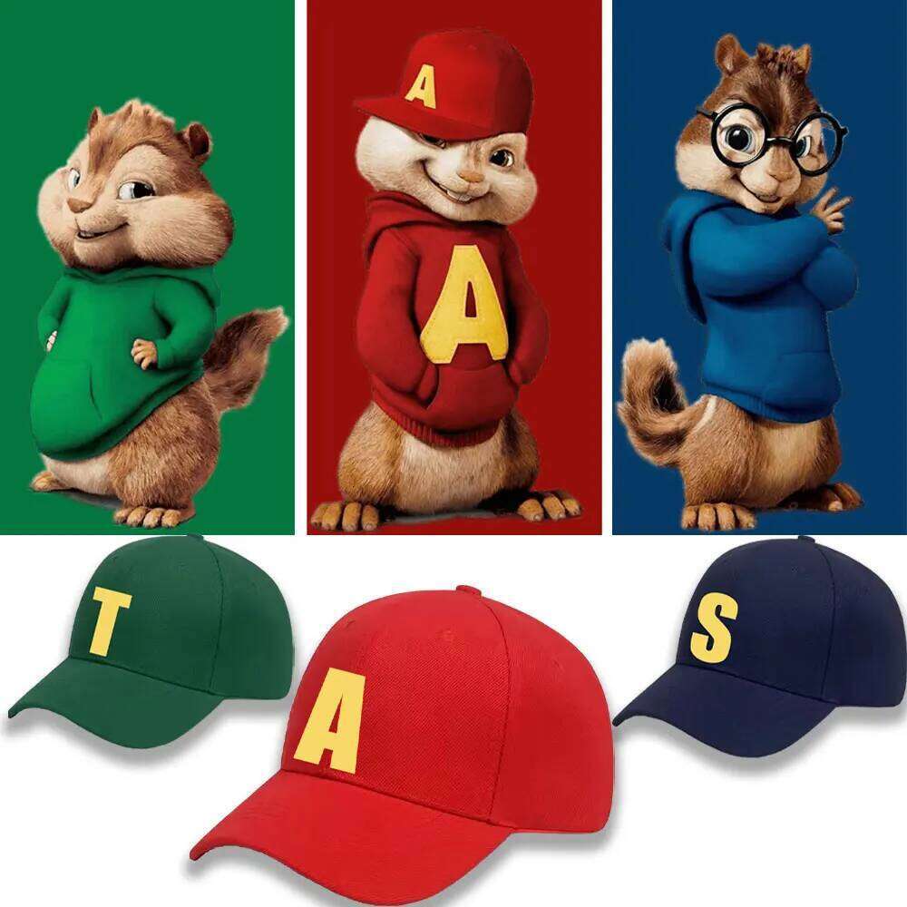 Alvin and The Chipmunks Red Adjustable Baseball Cap Unisex S/P Movie Promo Geek Animation Graphic A/S/T Sun Hats Woman Man Y260304