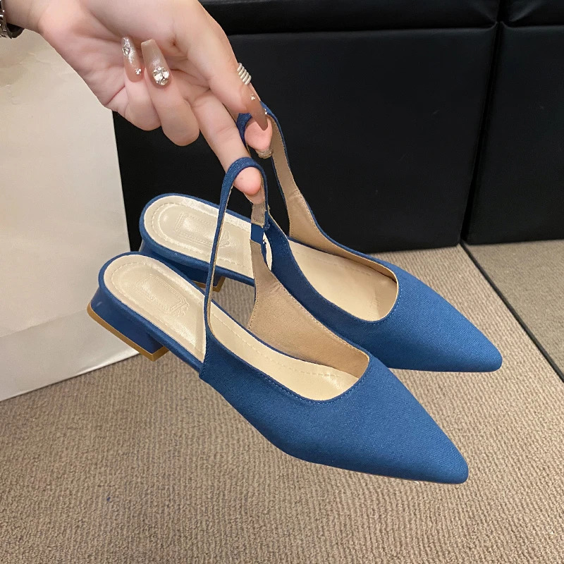Summer Womens Sexy Pointed Retro Solid Color High Heels PU Leather Outdoor Banquet Party Womens Sandals Large Size 260306
