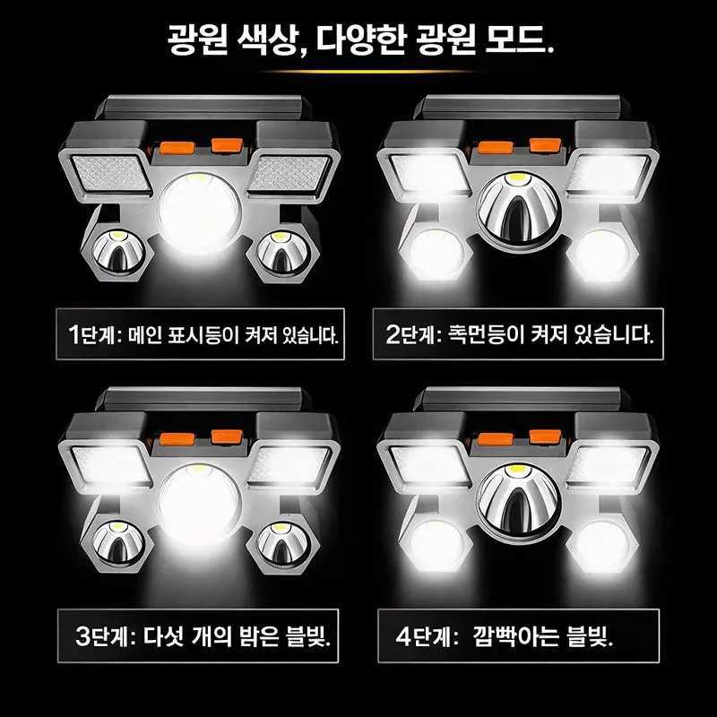 Outdoor high-intensity headlamp five-head headlamp mining lamp night fishing lamp USB rechargeable airplane light outdoor H260307