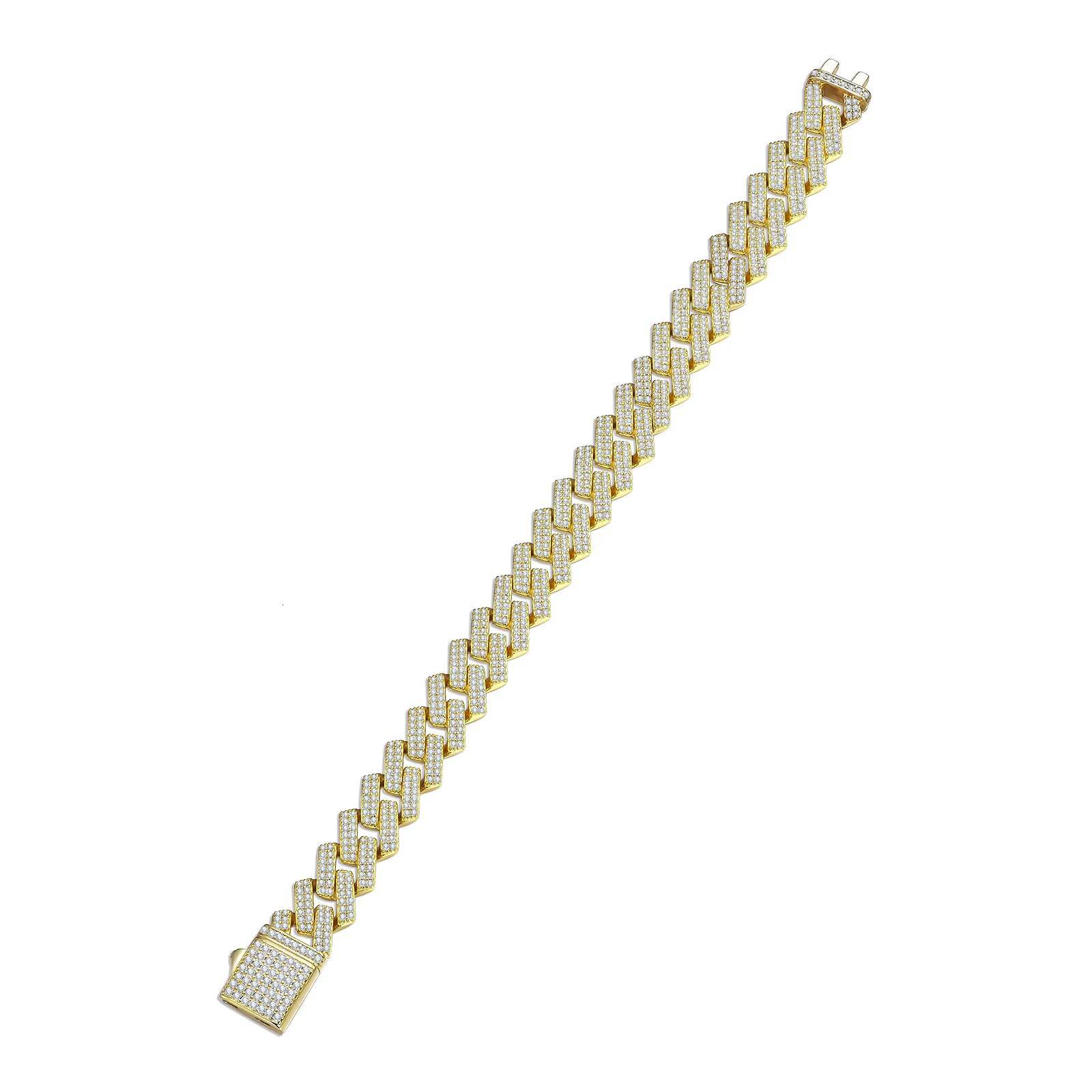 Moissanite Iced Out Gold Plated Cuban Link Luxury High End Fine Jewelry Custom Design Hip Hop Style Bracelet
