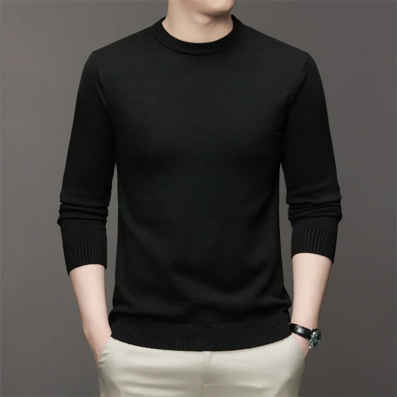 7 Colour Mens Round Neck Long Sleeved Solid Color Sweater Soft Warm and Comfortable Top with a Base 260305
