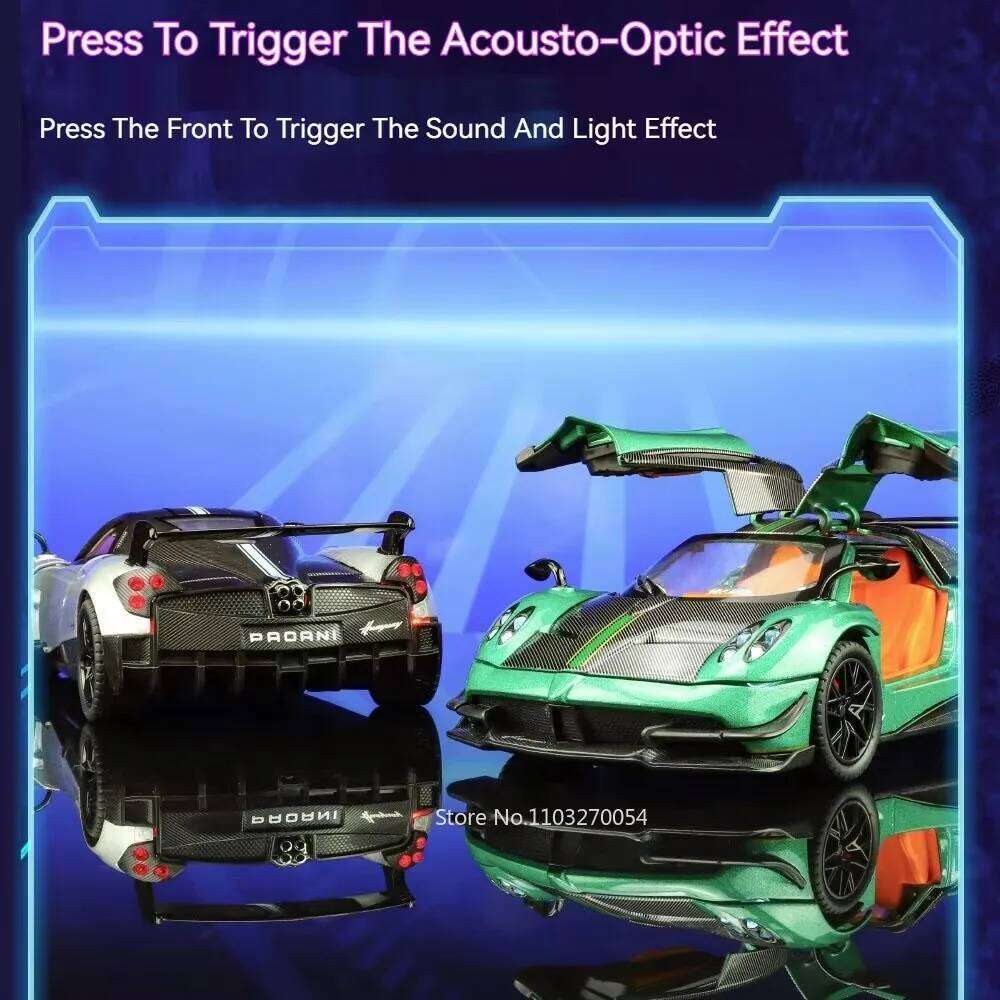 1:24 PAGANI Huayra BC Zonta Alloy Miniature Model Toys Diecast Car Doors Opened Sound Light Pull Back Vehices for Adult Boy Gift Z260306