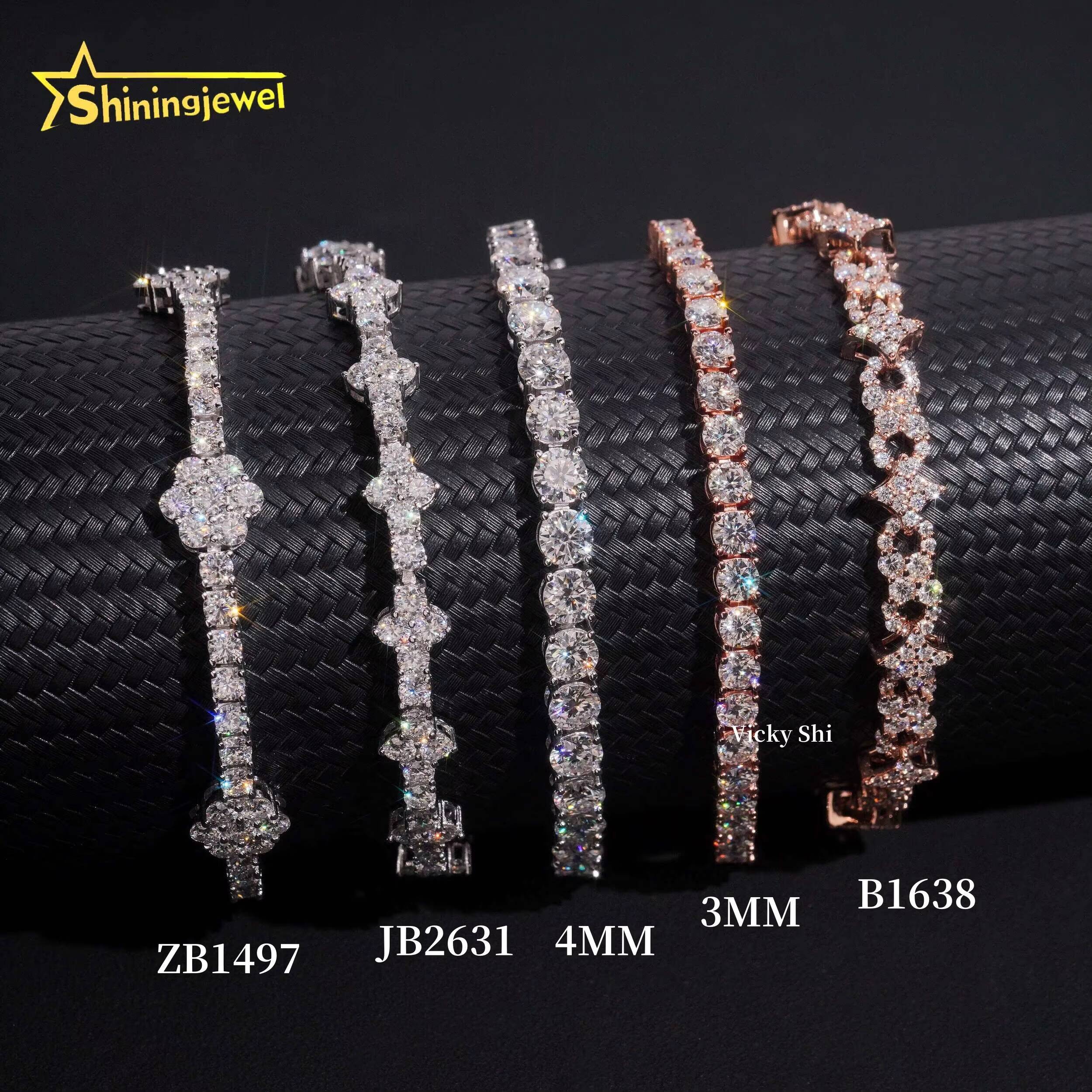 Fine Jewelry Iced Out Mixed Design Flower Cross Moissanite Tennis Bracelet Hip Hop Custom 925 Silver Man Bracelet Daily Wear