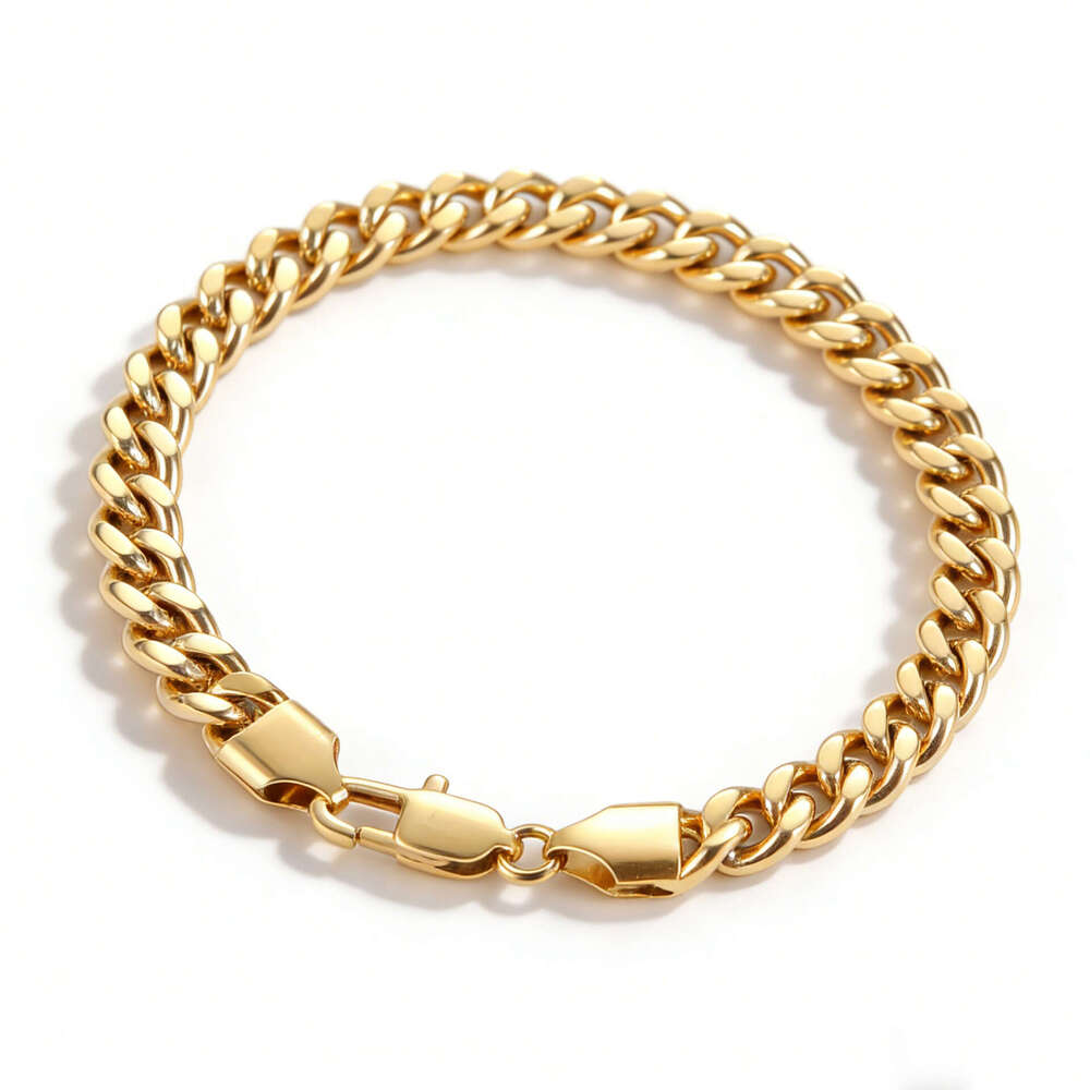 European American cross-border premium titanium steel Cuban bracelet, stainless steel, double-sided polished, fashionable, simple versatile accessory 