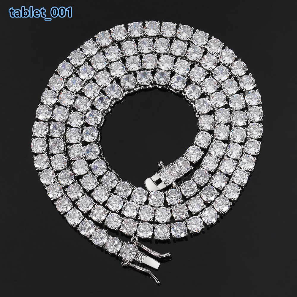 Custom Hip Hop Jewelry 3mm 4mm 5mm Iced Out Tennis Chain Necklace White Gold Shiny VVS Moissanite Necklace Bracelet