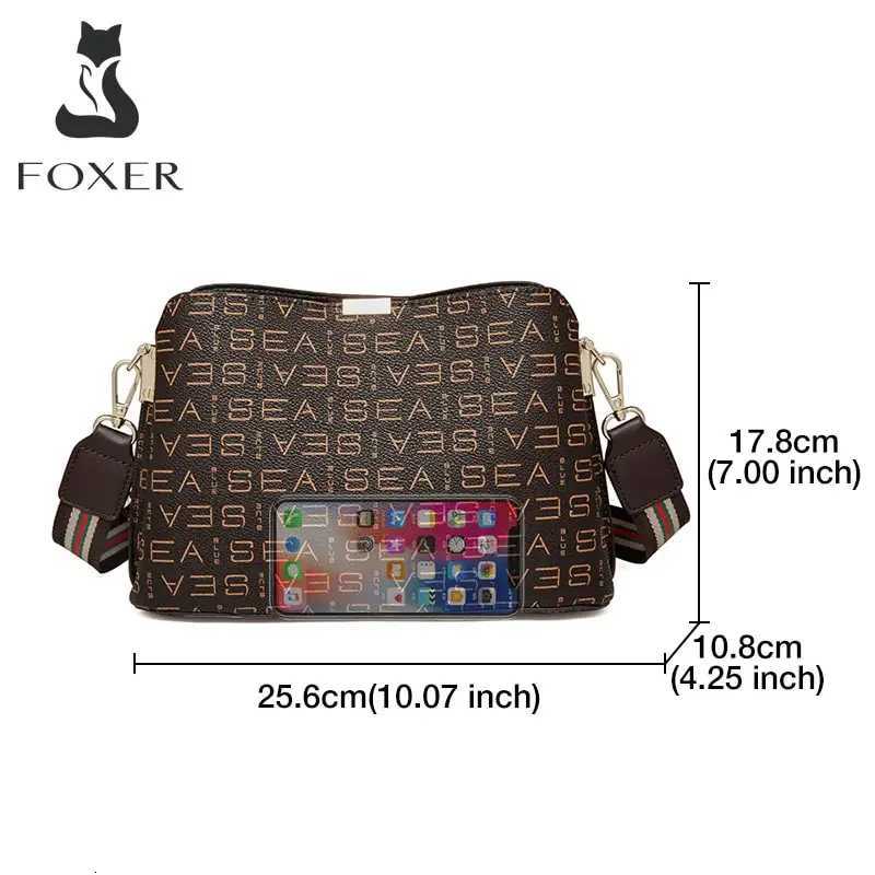 FOXER Genuine Leather Womens Shoulder Bag 2026 Casual Lager Tote Bag PVC Female Crossbody Purse H260306