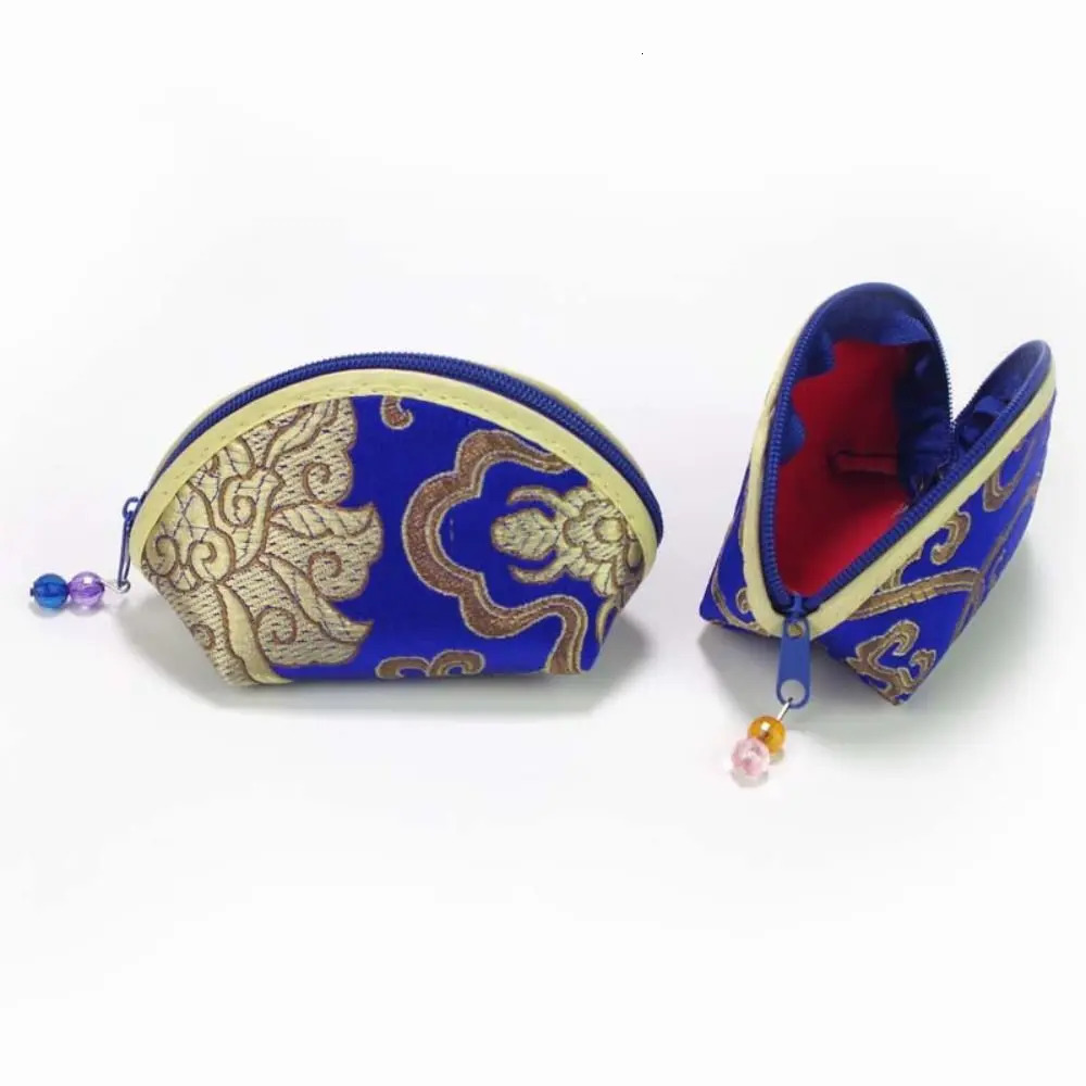 Exquisite Silk Fabric Chinese Style Purse Zipper Coin Bag Jewelry Storage Women 260307