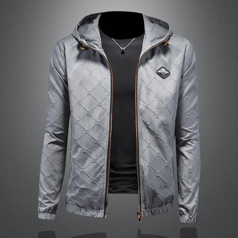 Spring Autumn Luxurious Men's Hooded Solid color Jacket Outerwear Sports Loose Casual Coats Youth Streetwear Tops