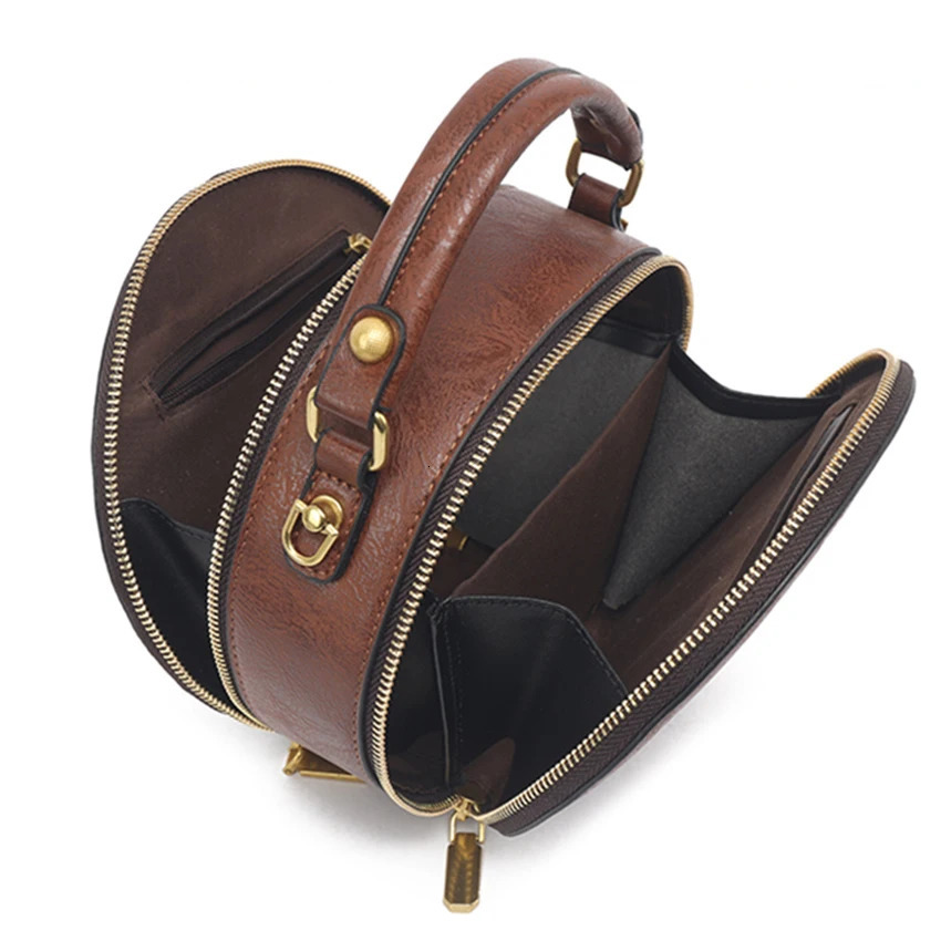 Vintage Handbag Women Shoulder Bag ious Round Highquality Gift Embossed Printed Crossbody Purse for 260307