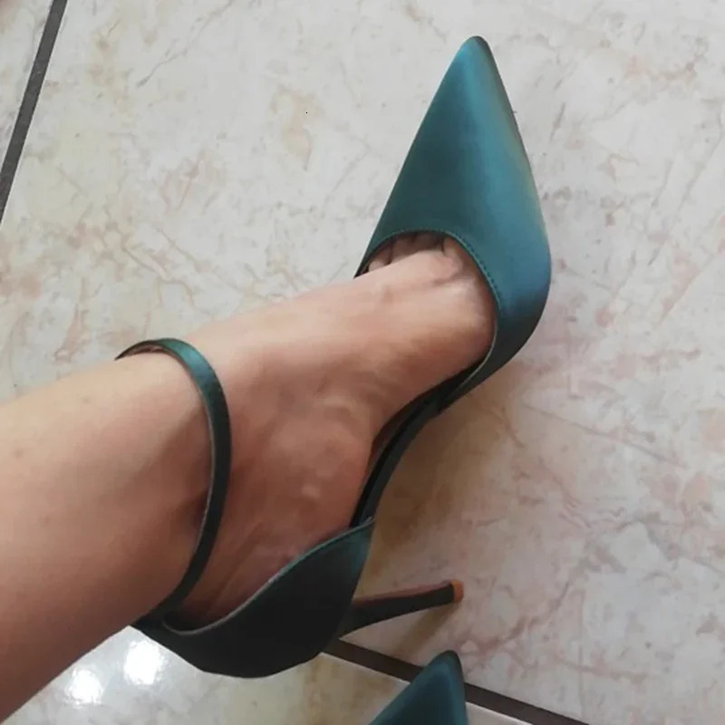 Summer Women 10cm High Heels Sandals Lady Wedding Bridal Scarpins Silk Heels Fetish Pumps Blue Green Pink Strappy Fashion Shoes 260306