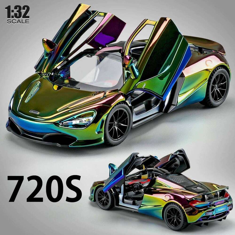 1:32 720S Senna Alloy Sports Car Diecast Model Toys with Sound Light Pull Back Doors Opened Miniature Vehices Kids Friend's Gift Z260306