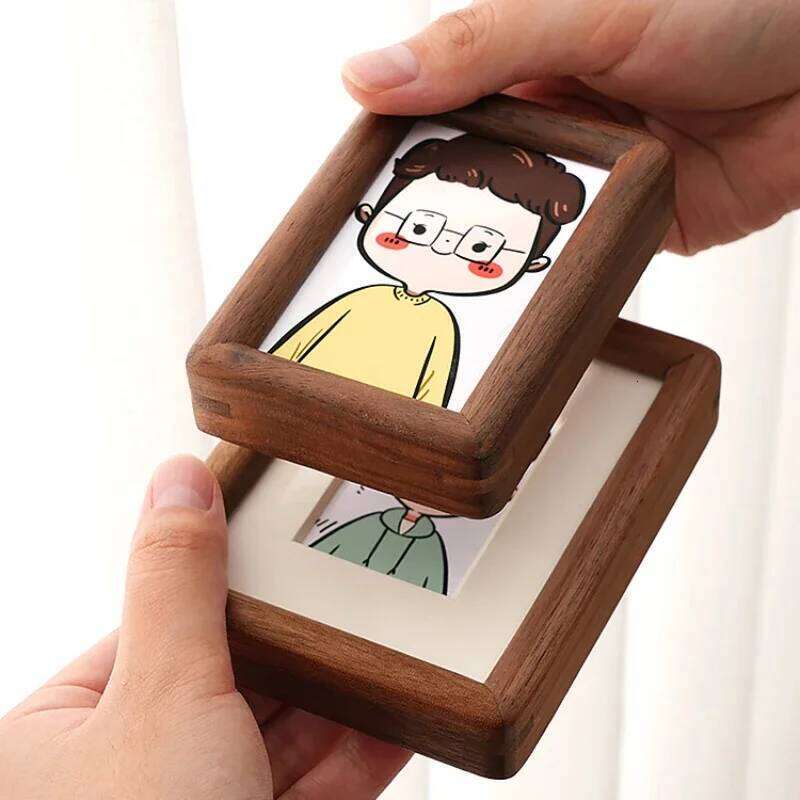 3-10 Inch Mini Solid Wood Photod Family Frame Square Table Children's ID Ornaments Diy Polaroid Home Decor Black Walnut H260306