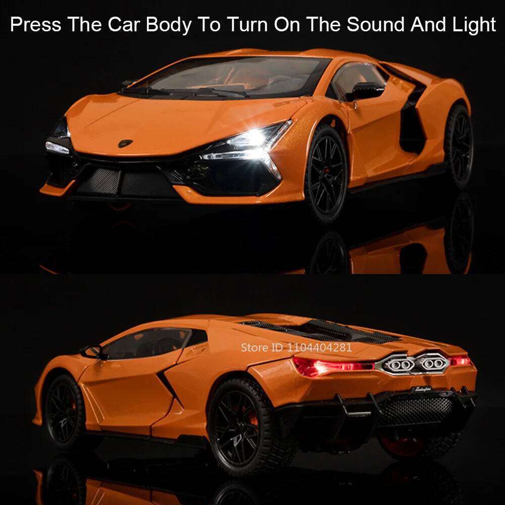 1:24 Lambo Revuelto Countach Toy Model Diecast Car Doors Opened Sound Light Pull Back Miniature Cars Fashion Ornament Collection Z260307