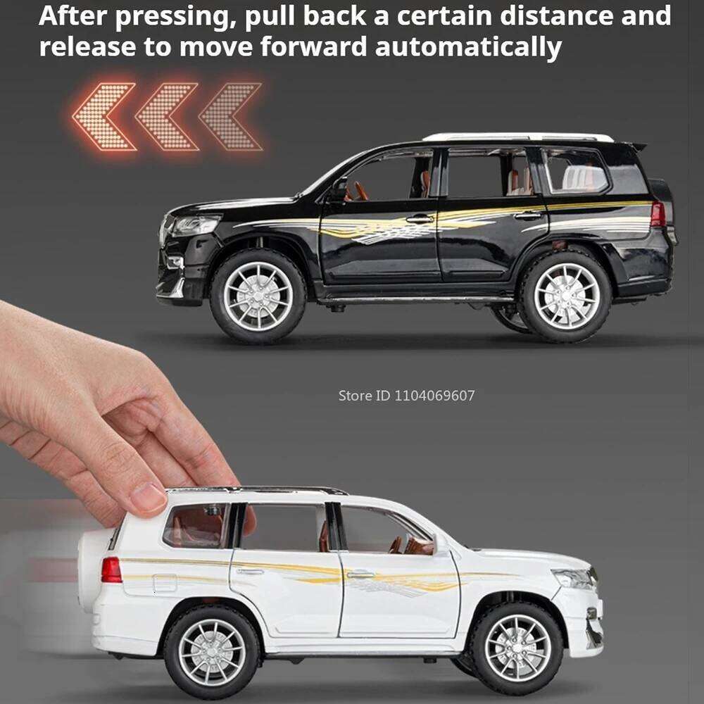 1:24 Scale Prado RAV4 Alloy Diecast Model Toys Miniature Car with Sound Light Pull Back Doors Opened Vehices Children's Day Gift Z260307