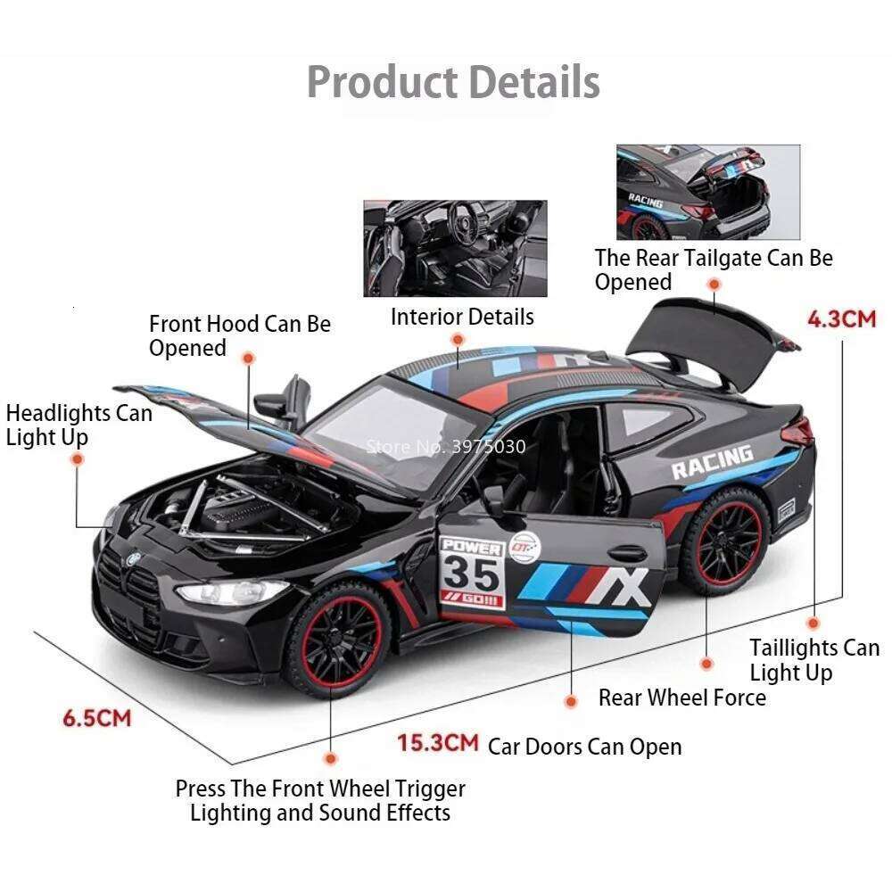 1:32 M4 Alloy Cars Toys Diecast Models Doors Opened Miniature Sports Car Wheel Pull Back Vehicles Adult Collect Souvenirs Z260307