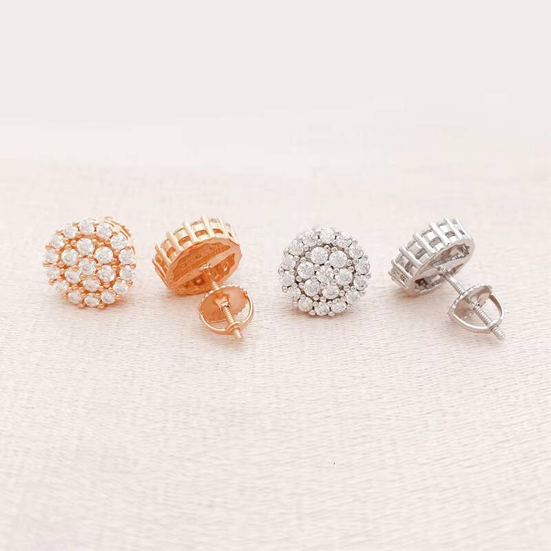 Best Selling Instock Hip Hop 925 Silver Iced Out Jewelry Ear Studs Vvs Moissanite Diamond Men Stud Earrings