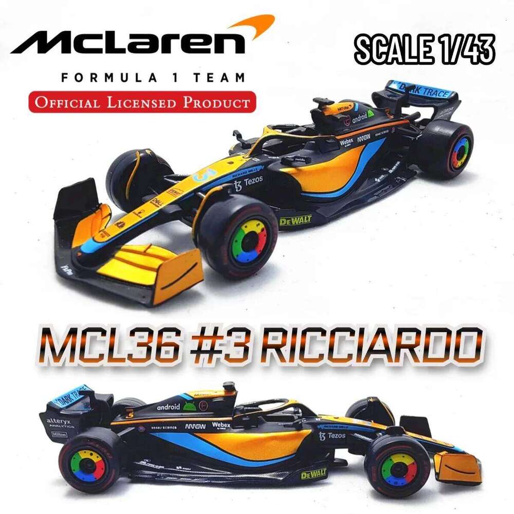 Limited Bburago Mclaren MCL36 #3 Ricciardo F1 Car Model, 1:43 Scale Formula 1 Racing Miniature Collectible Figure Toy Z260306