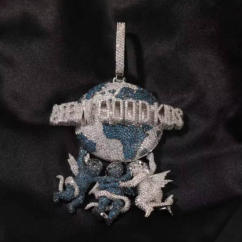 Moissanite Iced Out Hip Hop Pendant Necklace for Men Diamond Luxury Hip Hop Pendant Hip Hop Custom Silver Jewelry