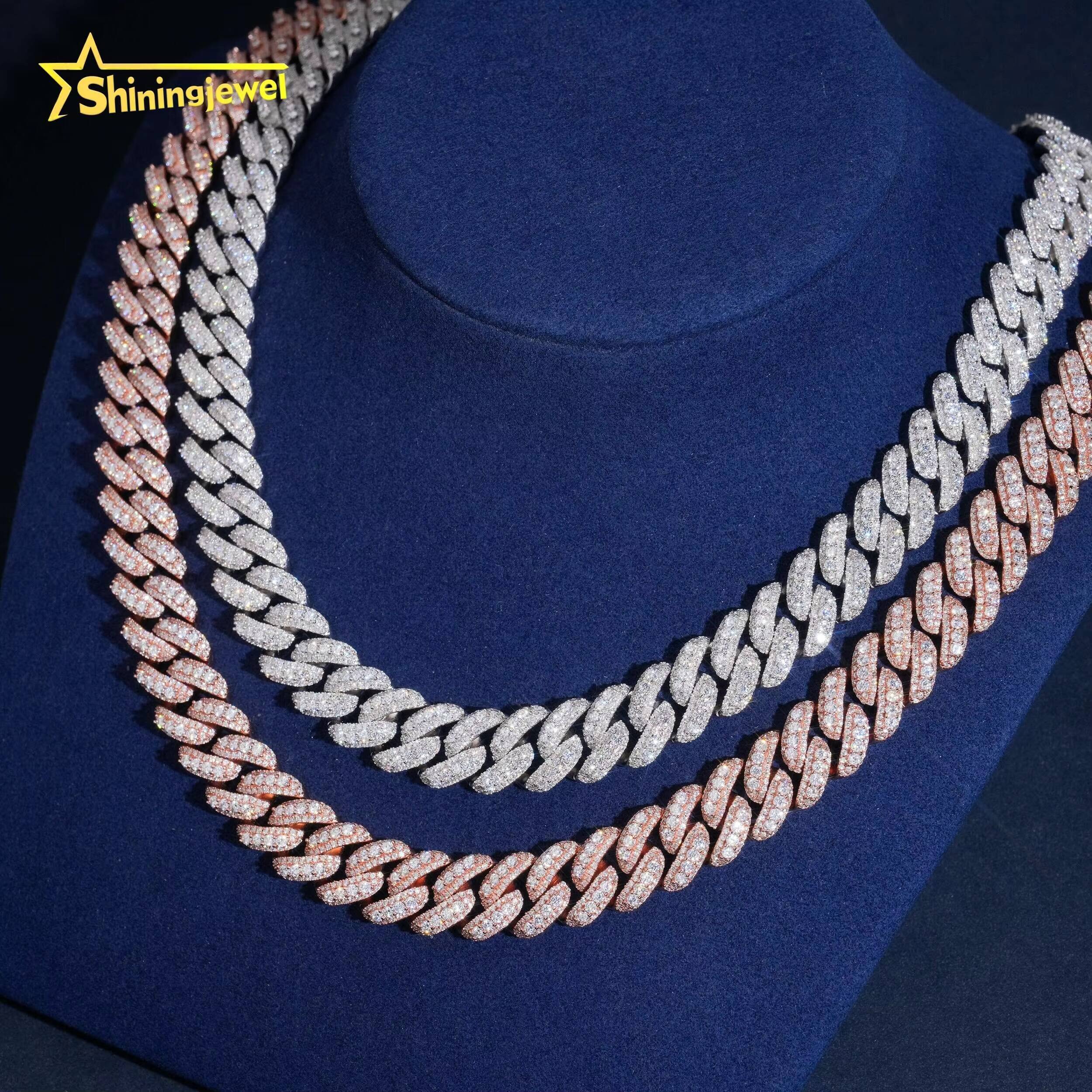 USA Warehouse Fast Shipping 925 Sterling Silver 13mm Hip Hop VVS Moissanite Iced Out Cuban Link Chain