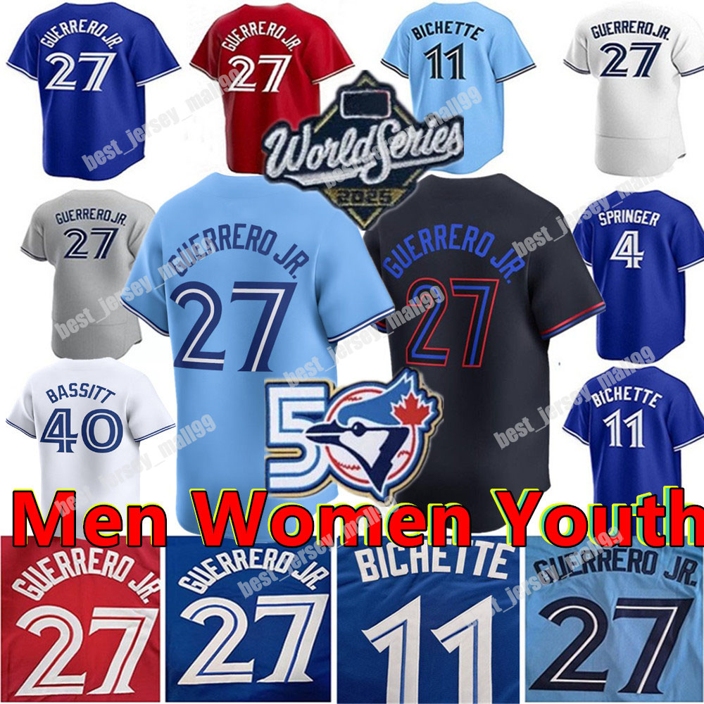 Custom 27 Vladimir Guerrero Jr. Jersey Alejandro Kirk Ernie Clement Blue George Springer Jays Trey Yesavage Baseball Men Women Youth Cease