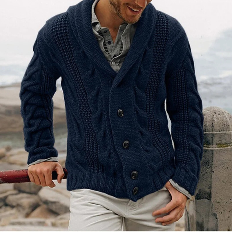 Knitted cardigan mens single-breasted loose models coarse needle sweater mens spring and fall outer wear 260306