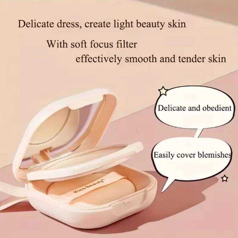 Milk Tea Waterproof Compact - Full Coverage Contour and Concealer, Matte Finish, Double-Layer Portable Setting Powder 26L0306