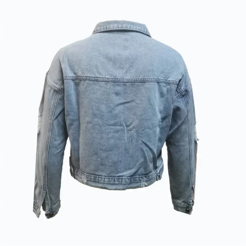 Fashion Print Denim Jacket Women Autumn Winter Long Sleeve Outerwear Female Single-breasted Cardigan Lapel Coat Trend Streetwear 260303