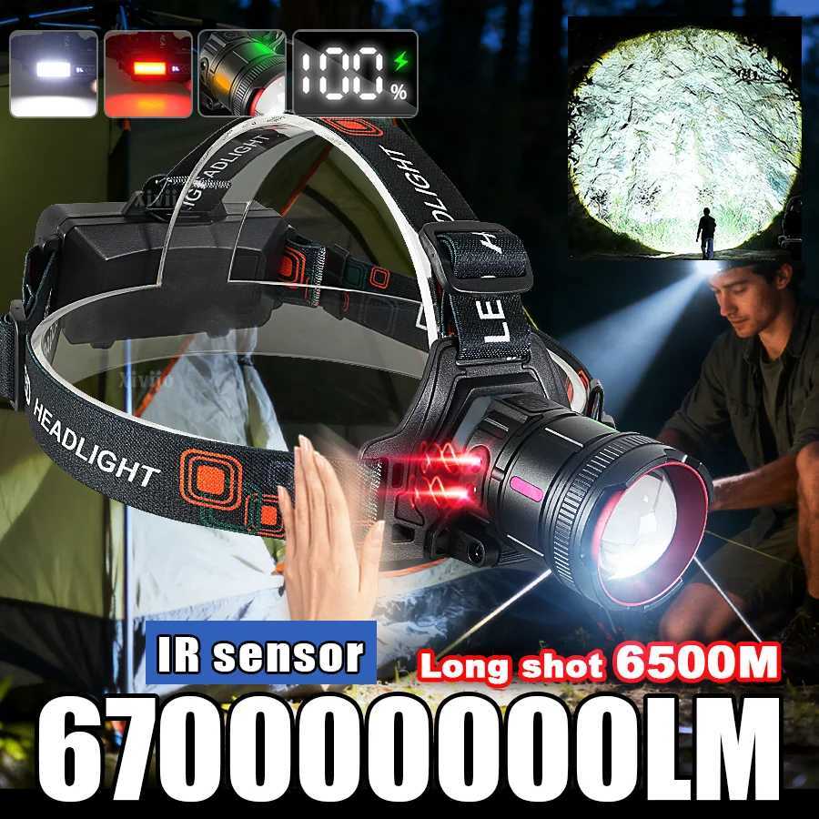 680000000LM Powerful Headlamp Led Sensor Head Flashlight Long Range Headlight Rechargeable Head Lantern Fishing Camping H260307