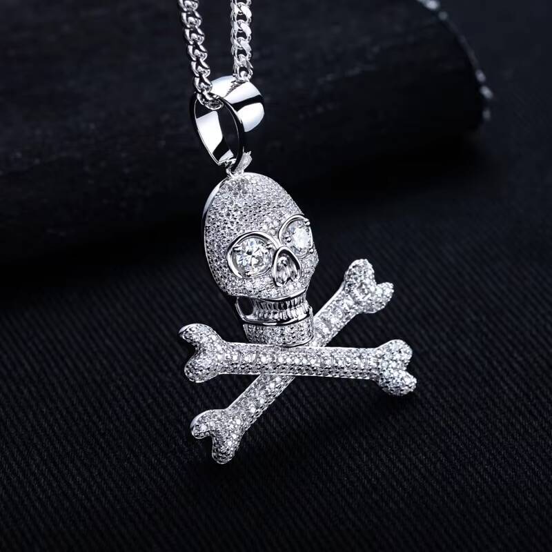 Design Full Pave Moissanite Pendant Necklace in S925 Sterling Silver Edgy Hop Mens Jewelry for Wholesale