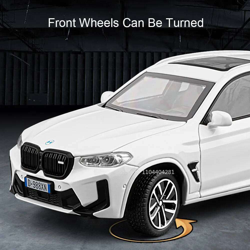 1:32 X3M M8 Miniature Model Diecast Alloy Car Toys Front Wheel Steering Sound Light Pull Back Vehices Children's Christmas Gifts Z260306