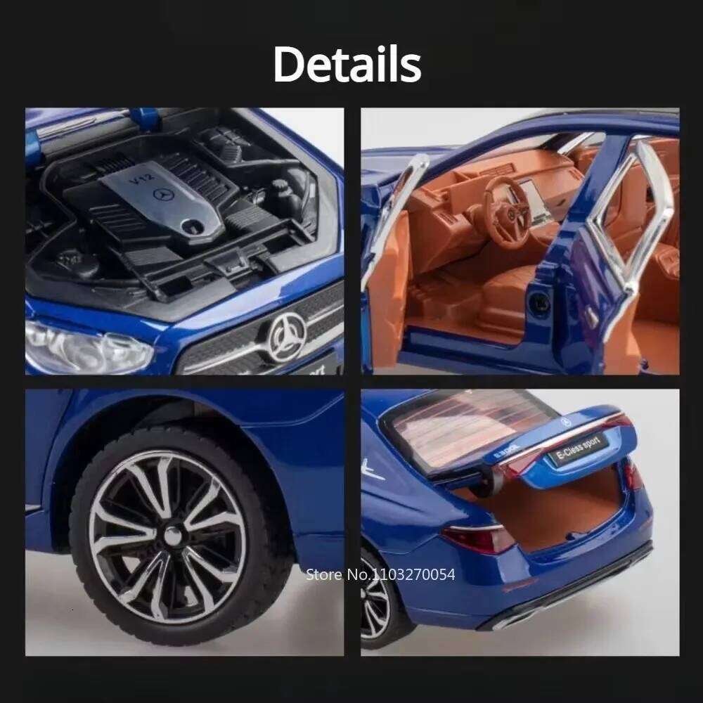 1:24 E-CLESS E300L Miniature Model W140 320 SEL Car Diecast Alloy Toys 6 Doors Opened Sound Light Pull Back Vehices Boy Birthday Z260306