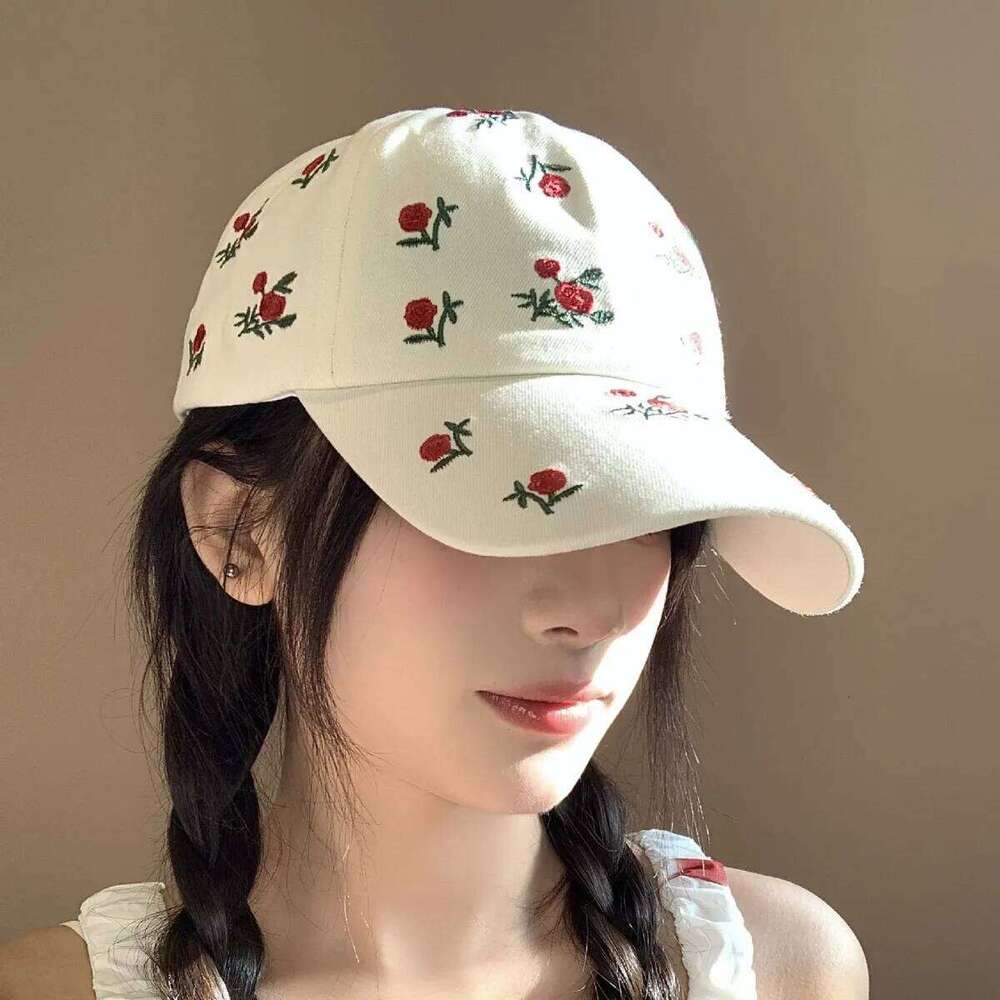 Cute Hats Japanese Sweet Style Retro Embroidered Versatile Women's Baseball Casual Sunshade Sun Protection Cap Y260304