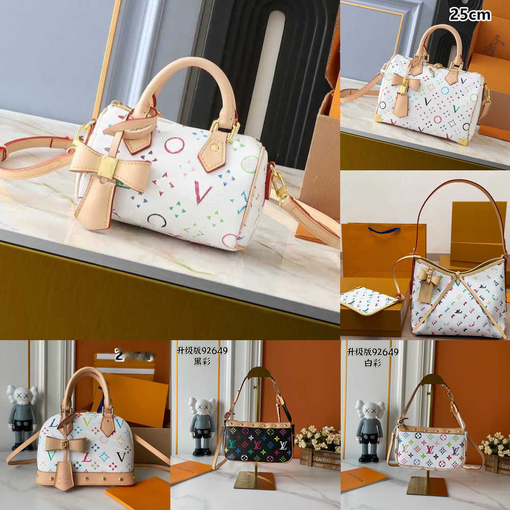 takashi murakami bag Monogram White Multicolor Luxury handbags designer bags leather baguette nano speeds colorful bag composite lady beach A quality Shoulder bag