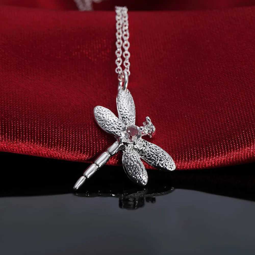 Fashion Luxury 925 Sterling Silver Crystal dragonfly pendant necklace earring rings for women Popular Jewelry set gifts H260307 - view 6