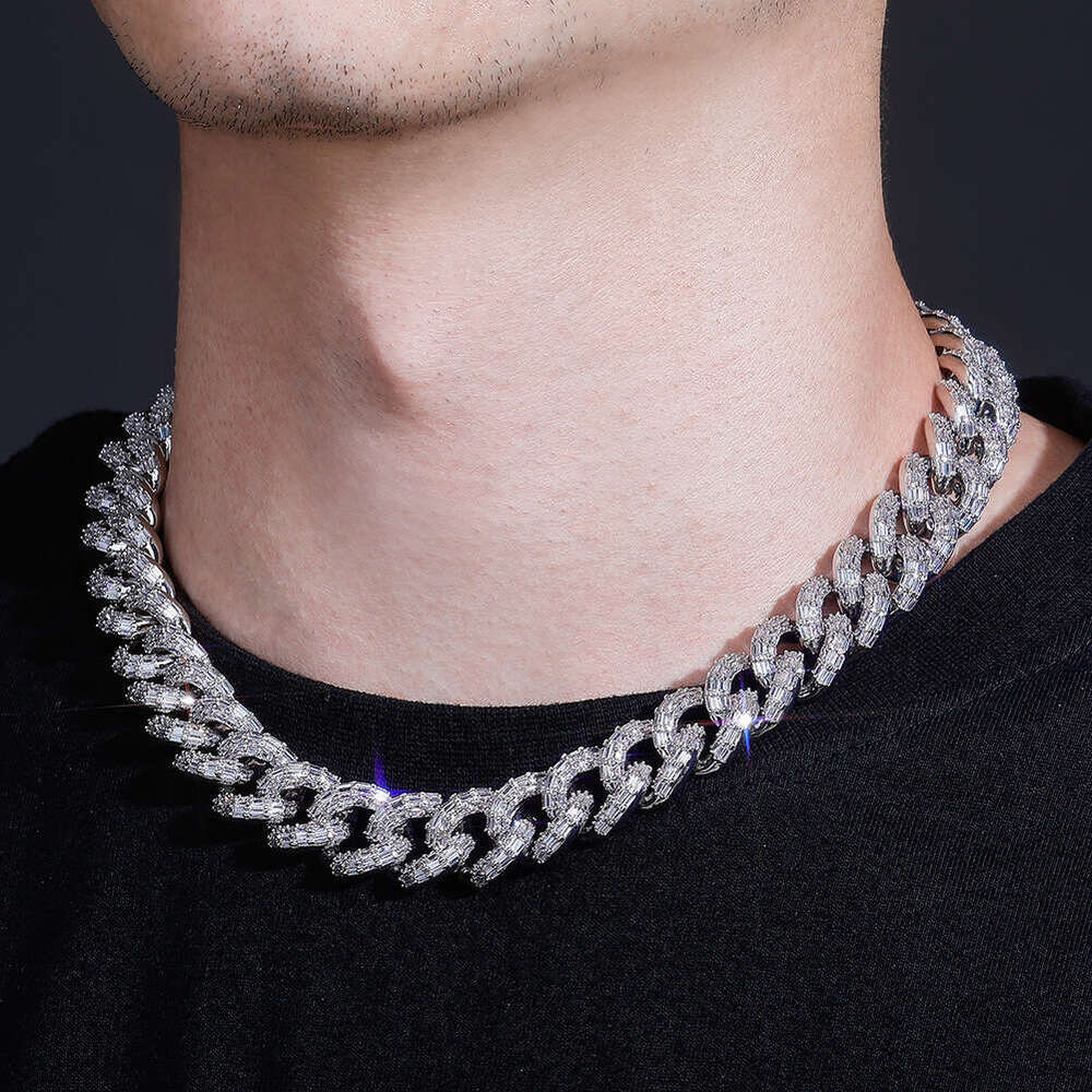 Amazon European and American Cross-Border New Full Diamond Cuban Chain High-Quality Hot-Selling Design Hip-Hop Necklace Jewelry Wholesale