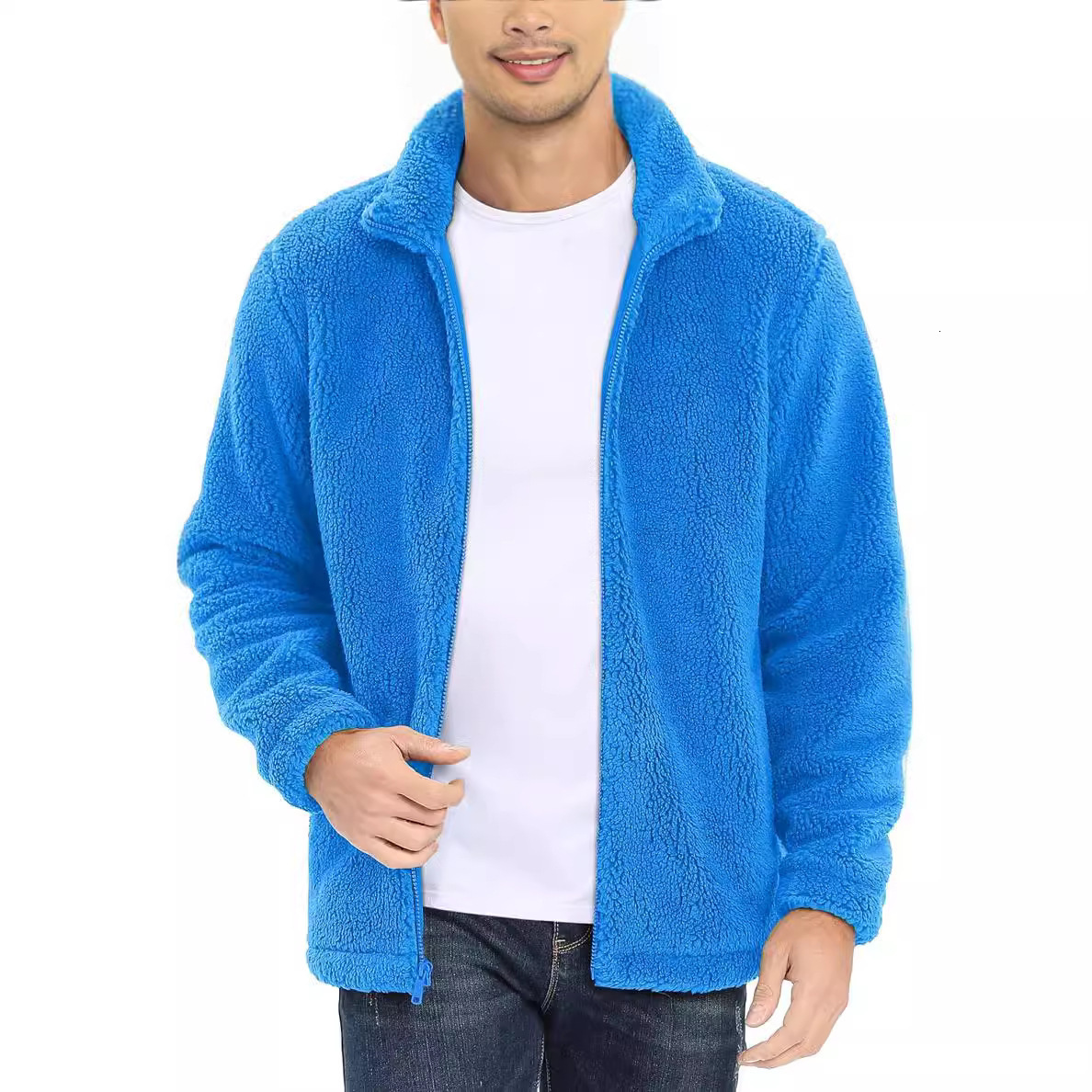MAGCOMSEN Winter Mens Hoodies Zip Up Fuzzy Sherpa Lined Fleece Hooded Sweatshirt 2 Pockets Warm Heavy Thick Jacket 251205