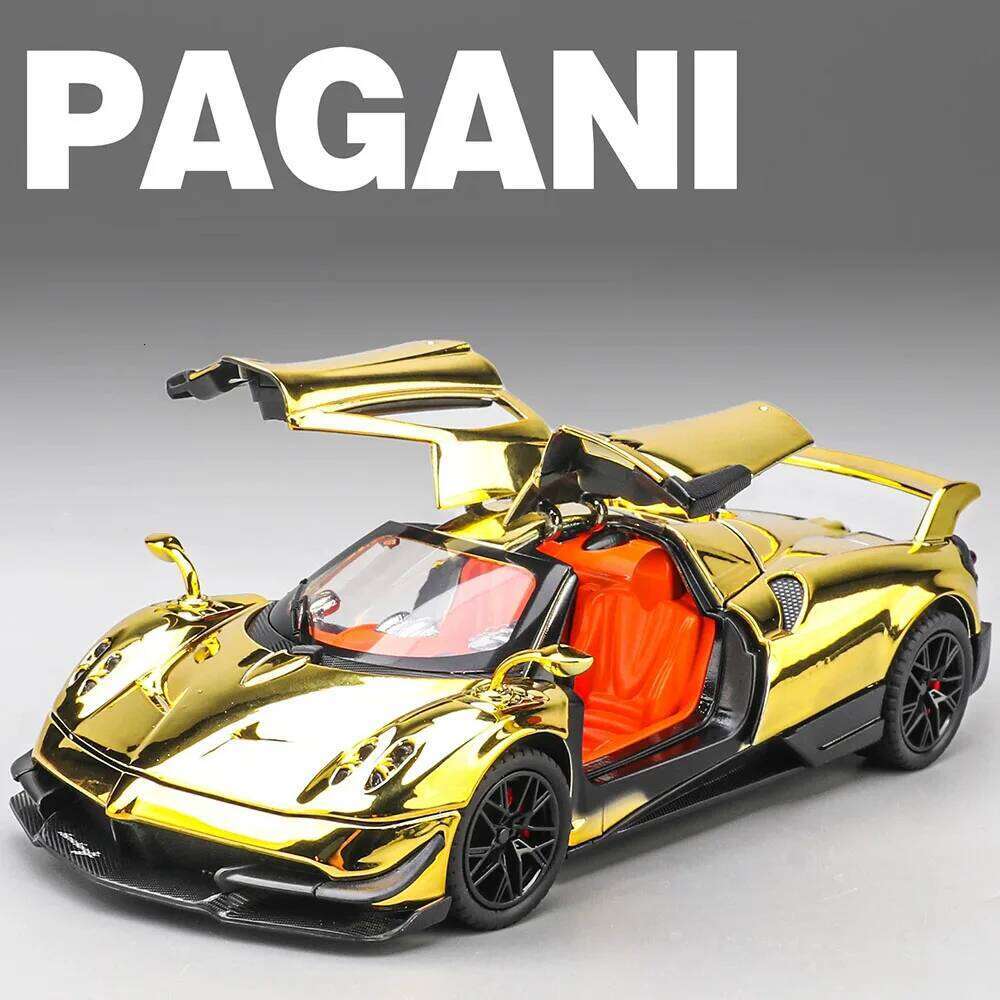 1:24 PAGANI Huayra Zonta HP Miniature Models Toys Alloy Diecast Car Doors Opened Sound Light Pull Back Vehices Fashion Ornaments Z260306