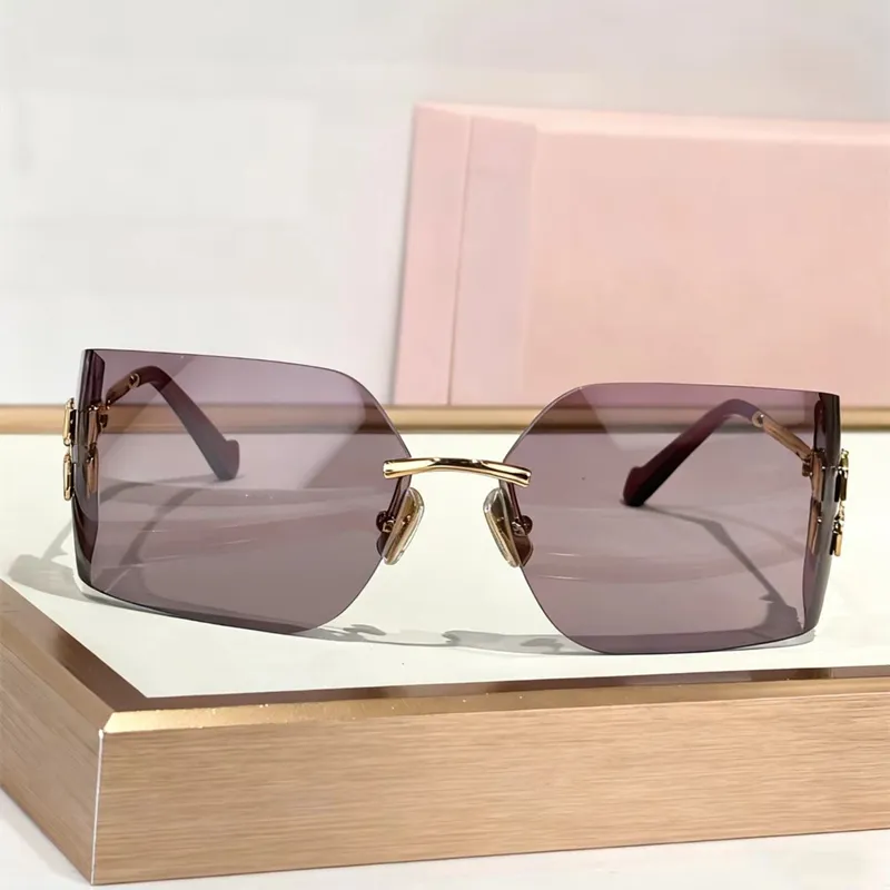 Designer Sunglasses Women Trend Frameless Curved Surface Lens Glasses Women's Luxury cat eye shades sun glasses for women Y2K spicy girl with box - view 6
