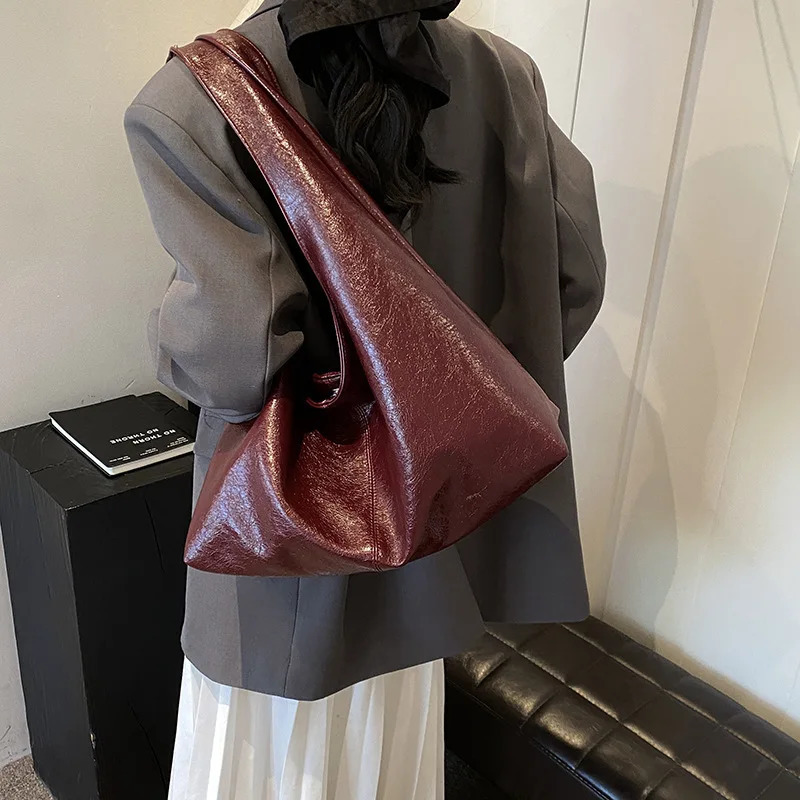 PU Leather Hobo Large Capacity Underarm Bags Autumn Winter Shoulder Bag for Women Trend Y2K Handbags and Purses Tote 260228