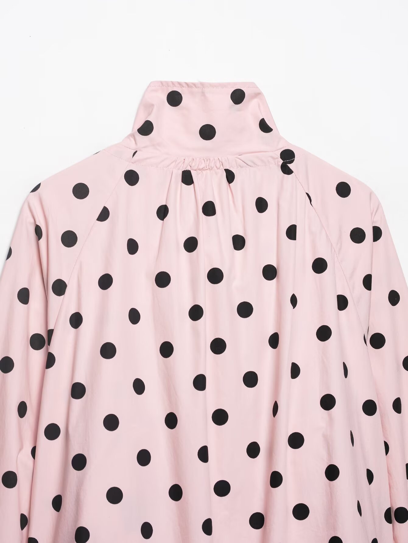 PB&ZA 2026 Spring New Product Women's Fashion Casual Bow Tie Stand up Collar Long Sleeve Polka Dot Loose Coat