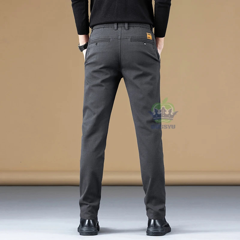 Autumn Winter High Quality Cotton Fabric Casual Pants Men Slim Fit Grey Black Korea Work Classic Cargo Trousers Male 28-38 260305