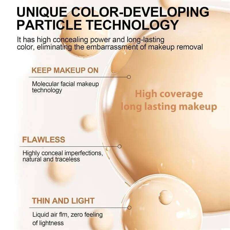 4 in 1 Liquid Hydrating Medium Full Coverage Concealer SPF 50+ Longwearing Waterproof Foundation Natural Face Makeup 26Li0306
